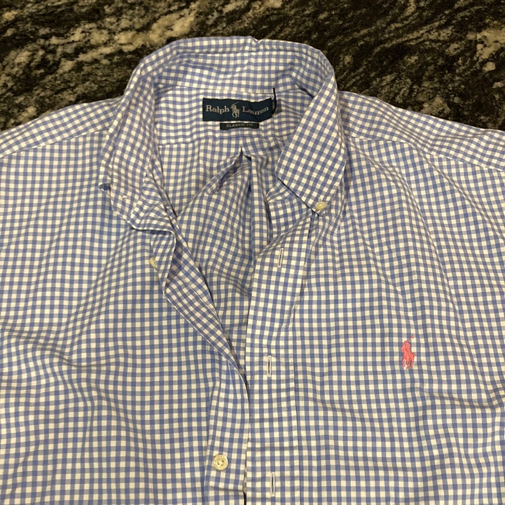 Men’s Gingham Polo Button Up Short Sleeve